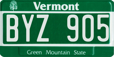 VT license plate BYZ905