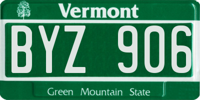 VT license plate BYZ906