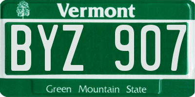 VT license plate BYZ907