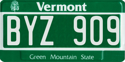 VT license plate BYZ909