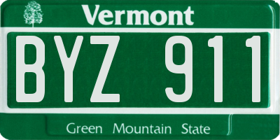 VT license plate BYZ911