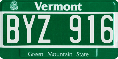 VT license plate BYZ916