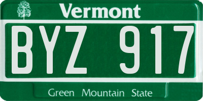 VT license plate BYZ917