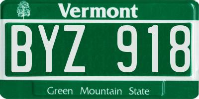 VT license plate BYZ918