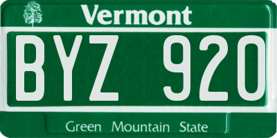 VT license plate BYZ920