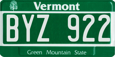 VT license plate BYZ922