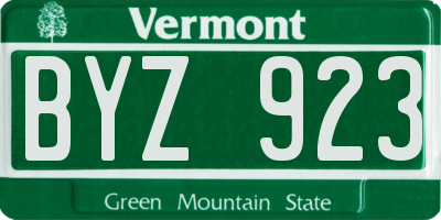 VT license plate BYZ923