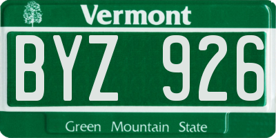 VT license plate BYZ926