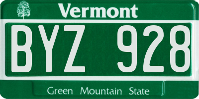 VT license plate BYZ928