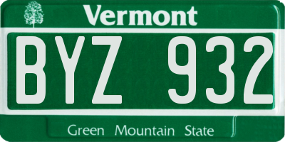 VT license plate BYZ932