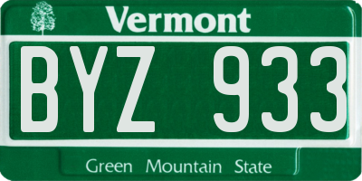 VT license plate BYZ933