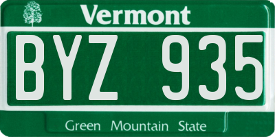VT license plate BYZ935
