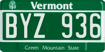 VT license plate BYZ936