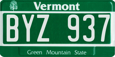 VT license plate BYZ937
