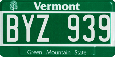 VT license plate BYZ939