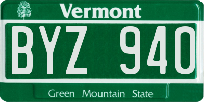 VT license plate BYZ940