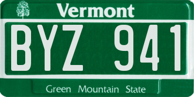 VT license plate BYZ941