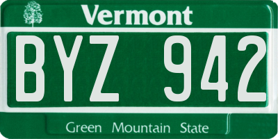 VT license plate BYZ942