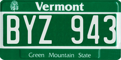 VT license plate BYZ943