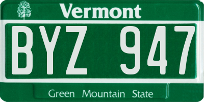 VT license plate BYZ947