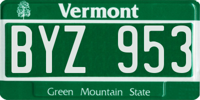 VT license plate BYZ953