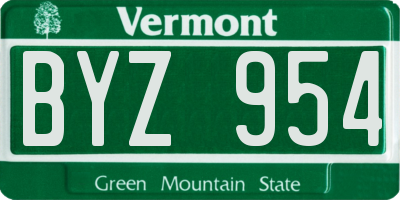 VT license plate BYZ954