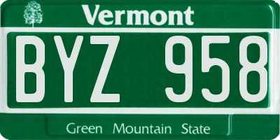 VT license plate BYZ958