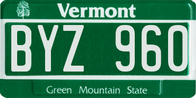 VT license plate BYZ960