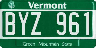 VT license plate BYZ961