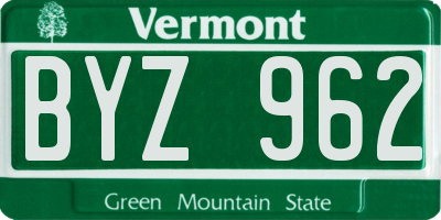 VT license plate BYZ962