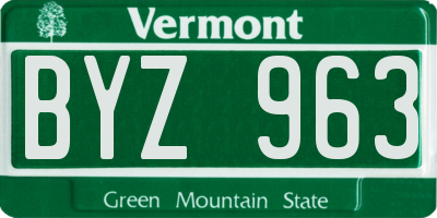 VT license plate BYZ963