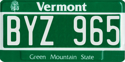 VT license plate BYZ965