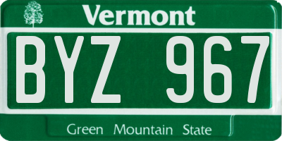 VT license plate BYZ967