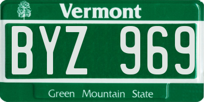 VT license plate BYZ969