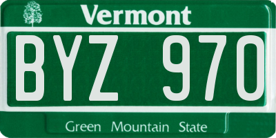 VT license plate BYZ970