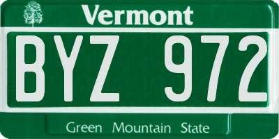 VT license plate BYZ972