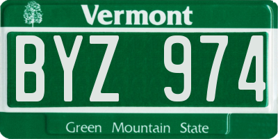 VT license plate BYZ974