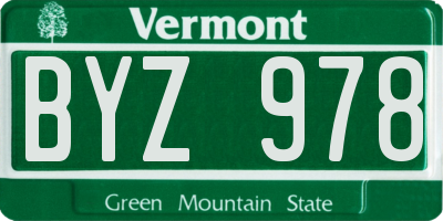 VT license plate BYZ978