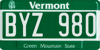 VT license plate BYZ980
