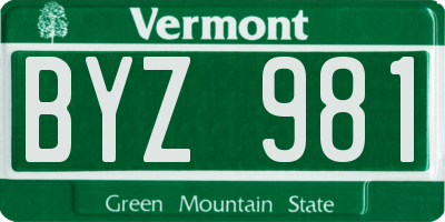 VT license plate BYZ981