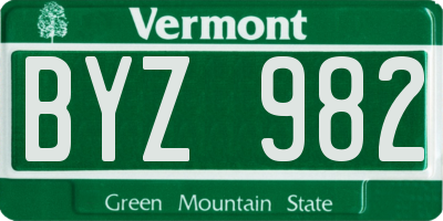 VT license plate BYZ982