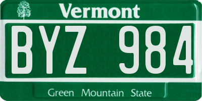 VT license plate BYZ984