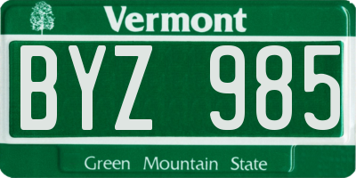 VT license plate BYZ985