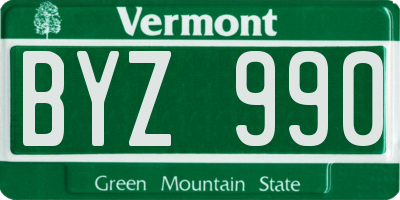 VT license plate BYZ990