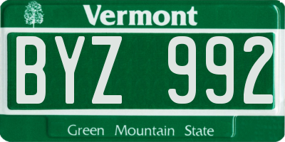 VT license plate BYZ992