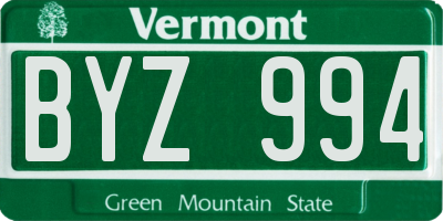 VT license plate BYZ994