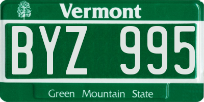 VT license plate BYZ995