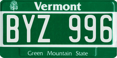 VT license plate BYZ996