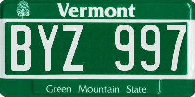 VT license plate BYZ997