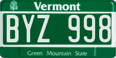 VT license plate BYZ998